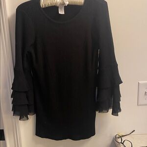 Design History Elegant Black Ribbed Top